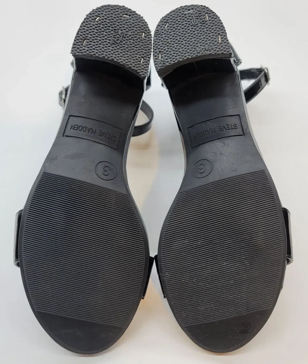 Steve Madden Kids JCarrson Black Patent Block Heel Dress Sandals Girls Size 3M